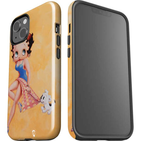 Betty Boop With Puppy Orange Background iPhone 15 Impact Case