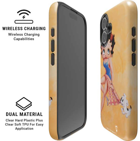 Betty Boop With Puppy Orange Background iPhone 16 Magsafe Impact Case
