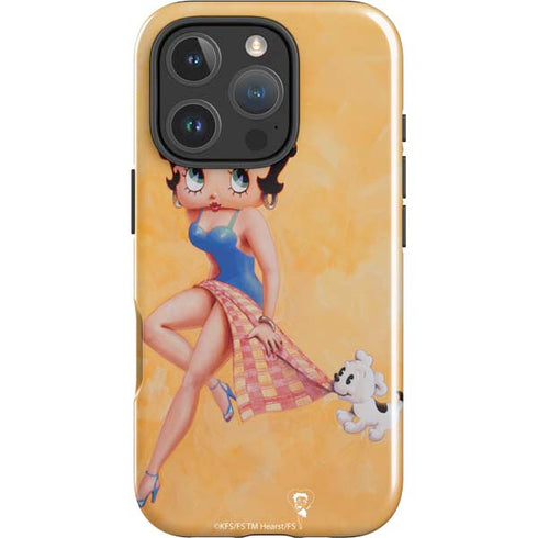 Betty Boop With Puppy Orange Background iPhone 16 Pro Impact Case