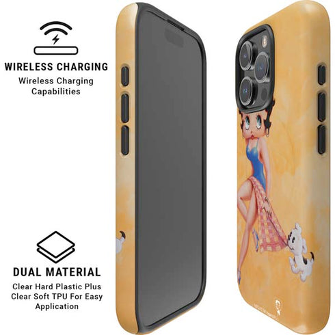 Betty Boop With Puppy Orange Background iPhone 16 Pro Magsafe Impact Case