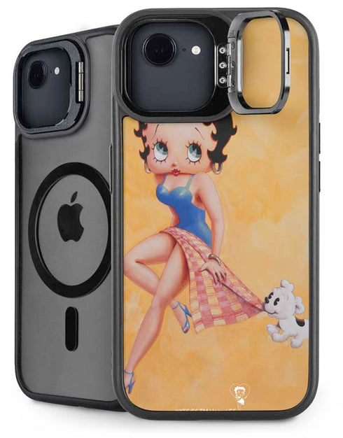 Betty Boop With Puppy Orange Background iPhone 16e Kickstand Case