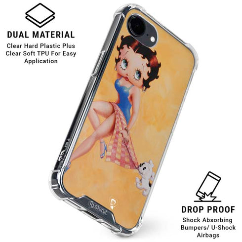 Betty Boop With Puppy Orange Background iPhone 16e Clear Case