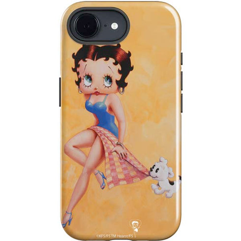Betty Boop With Puppy Orange Background iPhone 16e Impact Case