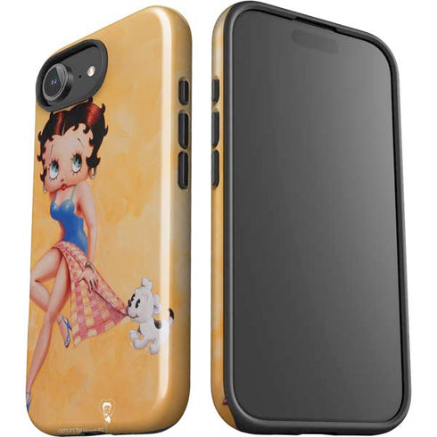 Betty Boop With Puppy Orange Background iPhone 16e Impact Case