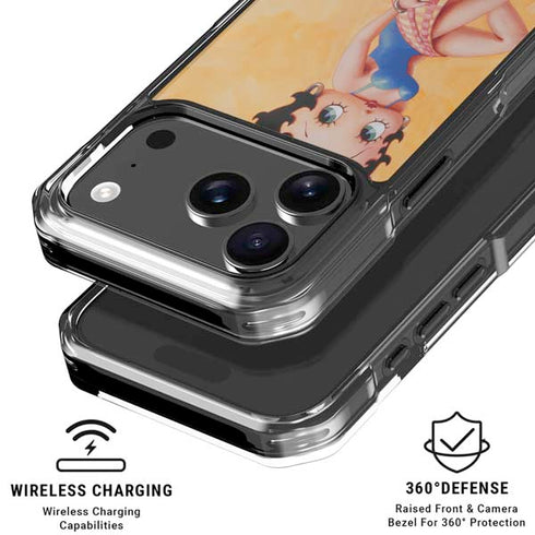 Betty Boop With Puppy Orange Background iPhone 18 Pro Clear Case