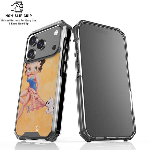Betty Boop With Puppy Orange Background iPhone 18 Pro Clear Case
