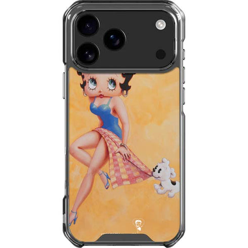 Betty Boop With Puppy Orange Background iPhone 18 Pro Max Clear Case