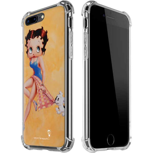 Betty Boop With Puppy Orange Background iPhone Cases