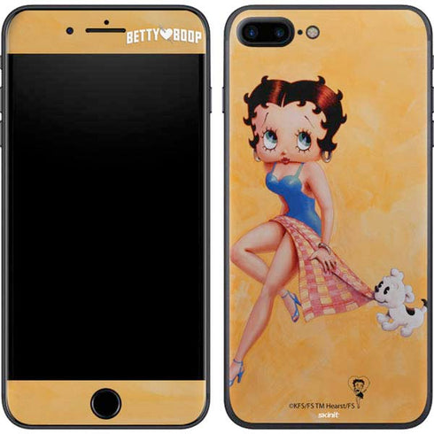 Betty Boop With Puppy Orange Background iPhone 7 Plus Skin