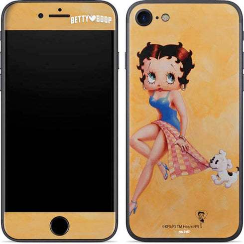 Betty Boop With Puppy Orange Background iPhone 7 Skin