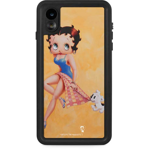 Betty Boop With Puppy Orange Background iPhone Cases