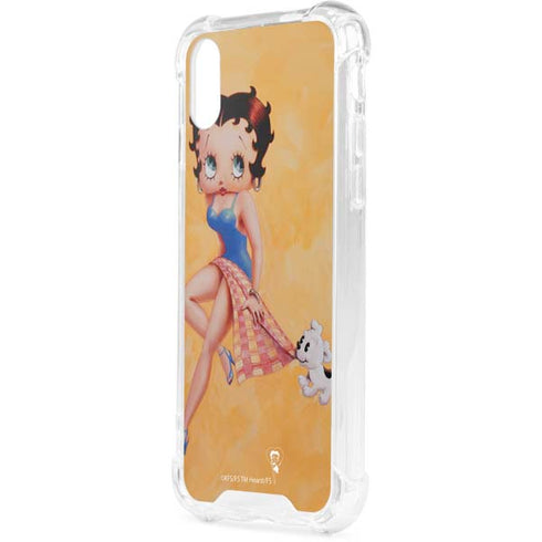 Betty Boop With Puppy Orange Background iPhone XS Clear Case