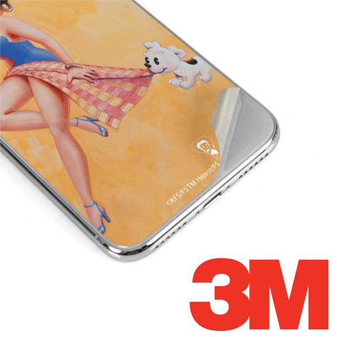 Betty Boop With Puppy Orange Background iPhone XS Skin