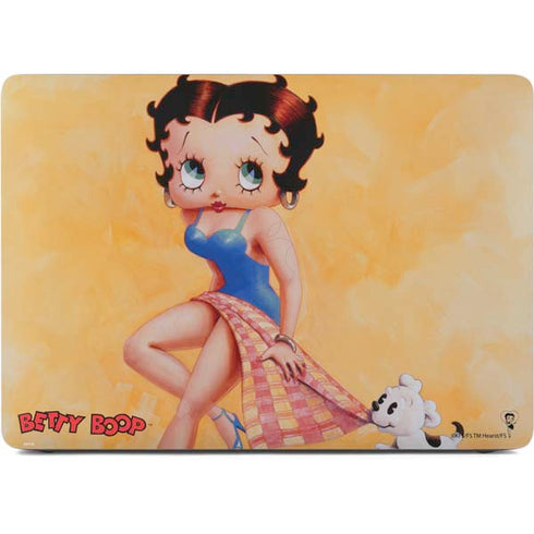 Betty Boop With Puppy Orange Background Apple MacBook Air Skin