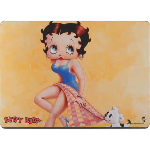 Betty Boop With Puppy Orange Background Apple MacBook Pro 14-inch Skin