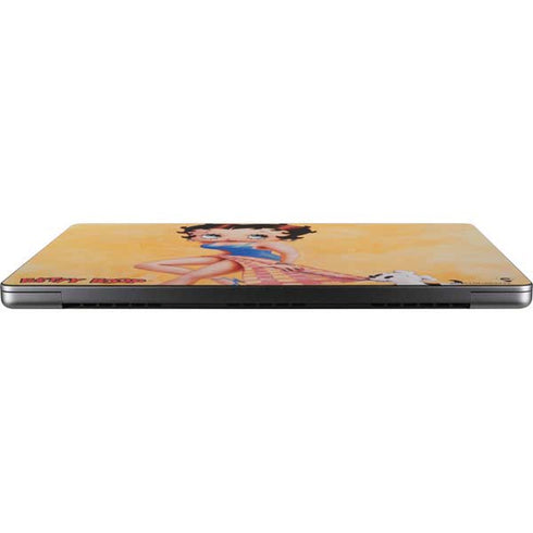 Betty Boop With Puppy Orange Background Apple MacBook Pro 14-inch Skin