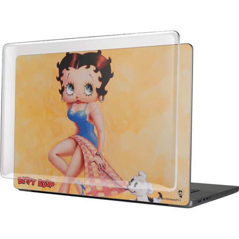 Betty Boop With Puppy Orange Background MacBook Cases