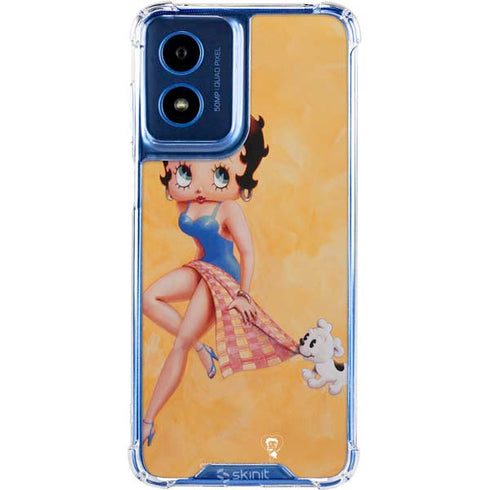 Betty Boop With Puppy Orange Background Moto G Play 4G (2024) Clear Case