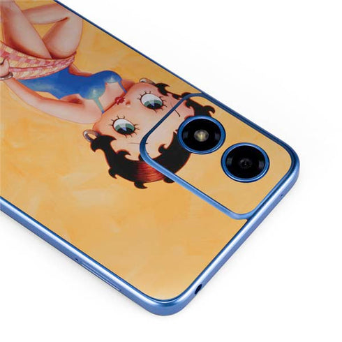 Betty Boop With Puppy Orange Background Moto G Play 4G (2024) Skin