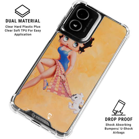 Betty Boop With Puppy Orange Background Moto G Power 5G (2024) Clear Case