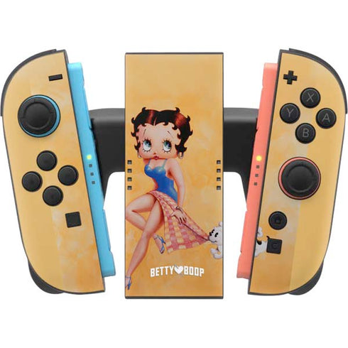 Betty Boop With Puppy Orange Background Nintendo Switch 2 (2025) Joy-Con Controller Skin