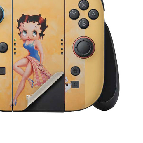 Betty Boop With Puppy Orange Background Nintendo Switch 2 (2025) Joy-Con Controller Skin