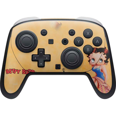 Betty Boop With Puppy Orange Background Nintendo Skins