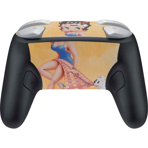 Betty Boop With Puppy Orange Background Nintendo Switch 2 (2025) Pro Controller Skin