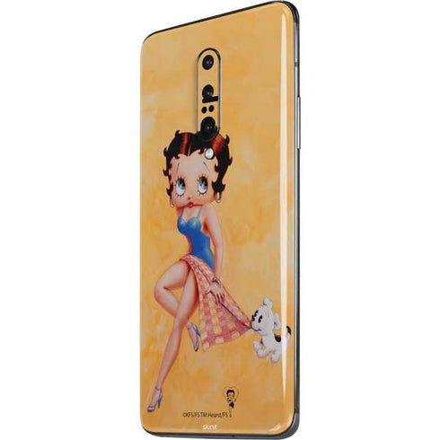 Betty Boop With Puppy Orange Background OnePlus 7 Pro Skin