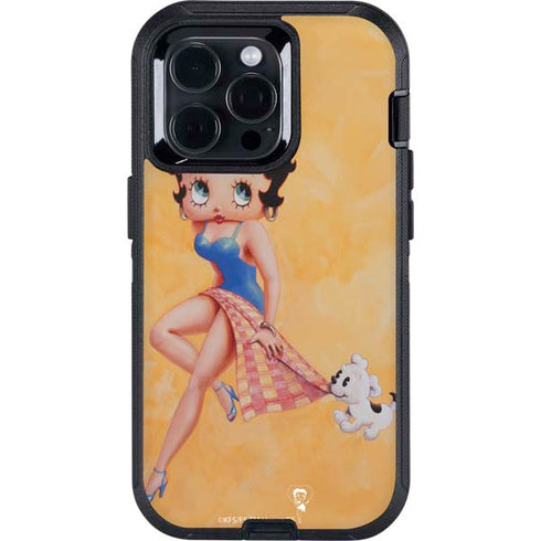 Betty Boop With Puppy Orange Background Otterbox Defender iPhone Skin