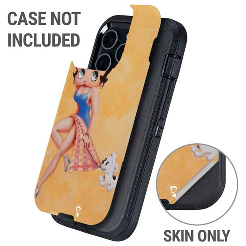 Betty Boop With Puppy Orange Background Otterbox Defender iPhone Skin