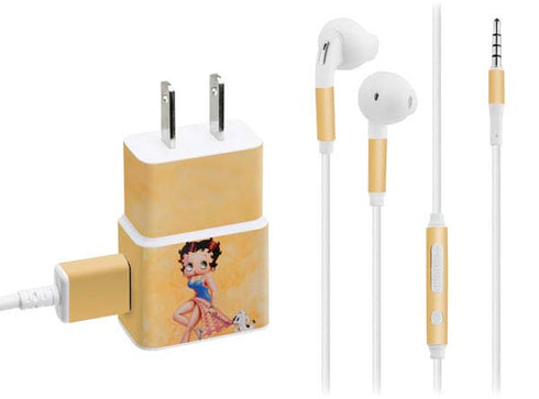 Betty Boop With Puppy Orange Background Phone Charger Skin
