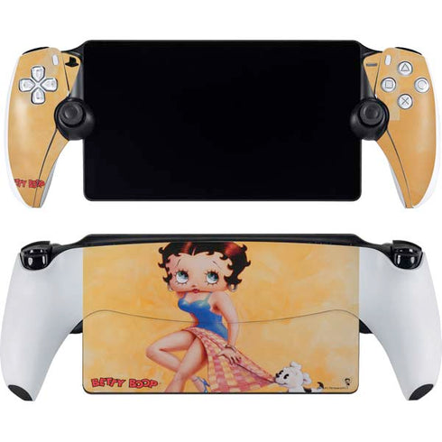 Betty Boop With Puppy Orange Background PlayStation Portal Remote Player Skin