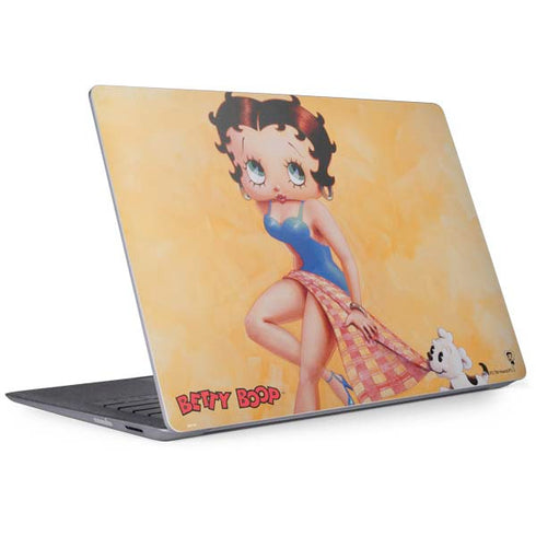 Betty Boop With Puppy Orange Background Surface Laptop 2 Skin