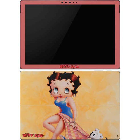 Betty Boop With Puppy Orange Background Surface Pro 6 Skin