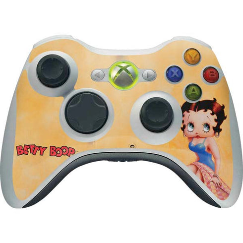 Betty Boop With Puppy Orange Background Xbox 360 Wireless Controller Skin