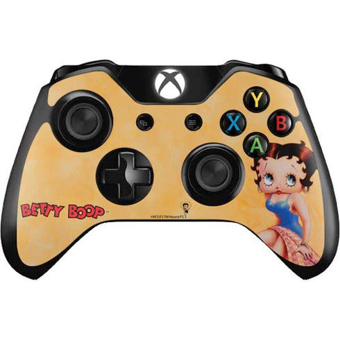 Betty Boop With Puppy Orange Background Xbox One Controller Skin