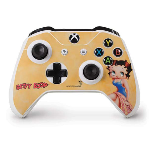 Betty Boop With Puppy Orange Background Xbox One S Controller Skin