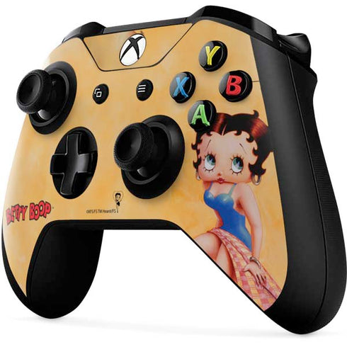 Betty Boop With Puppy Orange Background Xbox One X Controller Skin