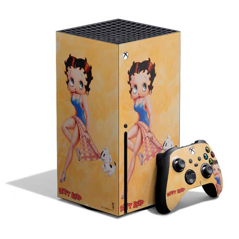Betty Boop With Puppy Orange Background Xbox Series X Bundle Skin