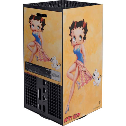Betty Boop With Puppy Orange Background Xbox Series X Bundle Skin