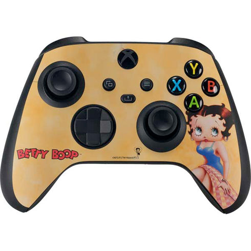 Betty Boop With Puppy Orange Background Xbox Series X Controller Skin