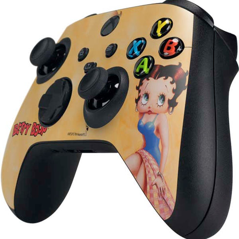Betty Boop With Puppy Orange Background Xbox Series X Controller Skin
