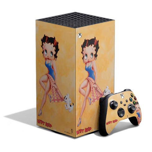 Betty Boop With Puppy Orange Background XBox Series X Digital Edition Bundle Skin