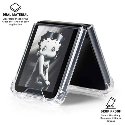 Betty Boop Black and White Galaxy Z Flip6 Clear Case