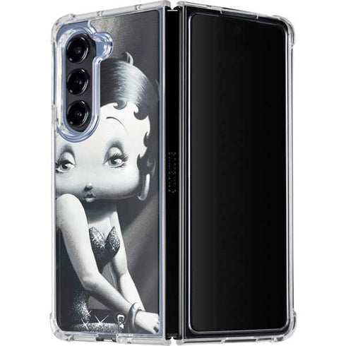 Betty Boop Black and White Galaxy Z Fold5 5G Clear Case