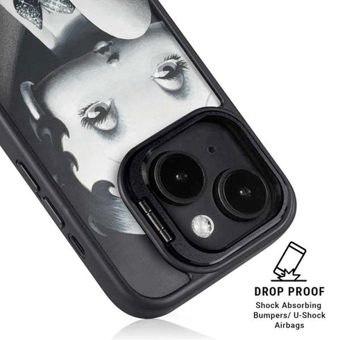 Betty Boop Black and White iPhone 15 Plus Kickstand Case