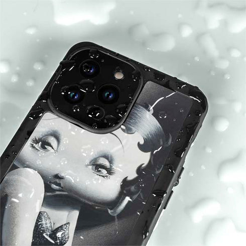 Betty Boop Black and White iPhone 15 Pro Waterproof Case