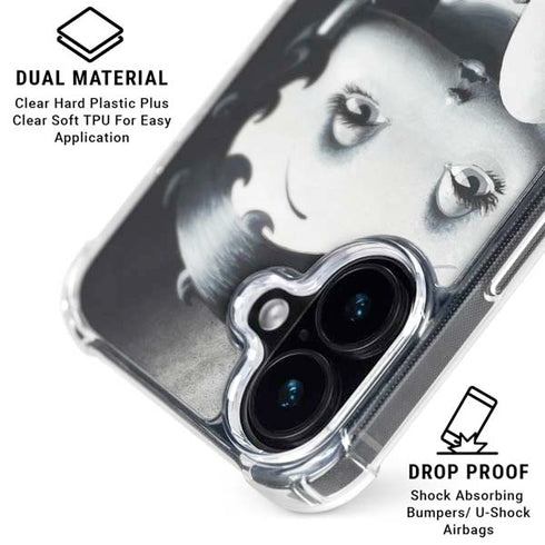 Betty Boop Black and White iPhone 16 Clear Case