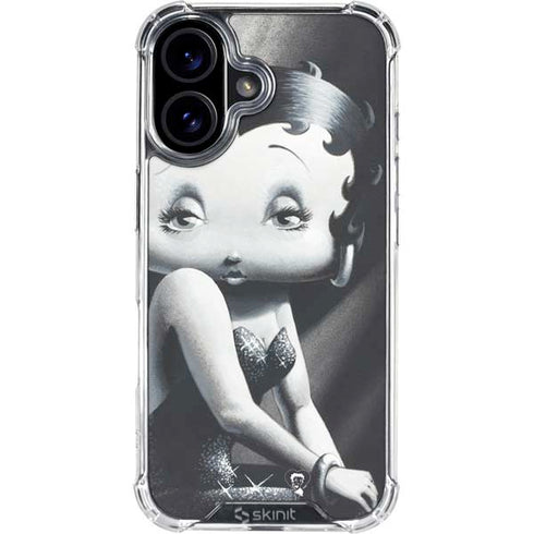 Betty Boop Black and White iPhone 16 Plus Clear Case